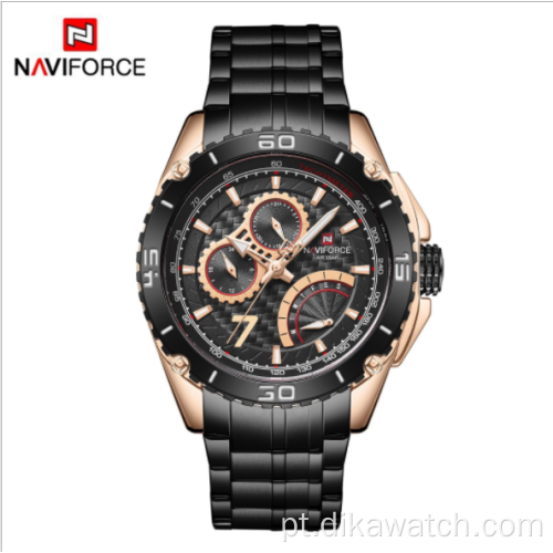 NAVIFORCE 9183 Fashion New Large Dial Relógios masculinos de quartzo luminoso Relógios de pulso esportivos